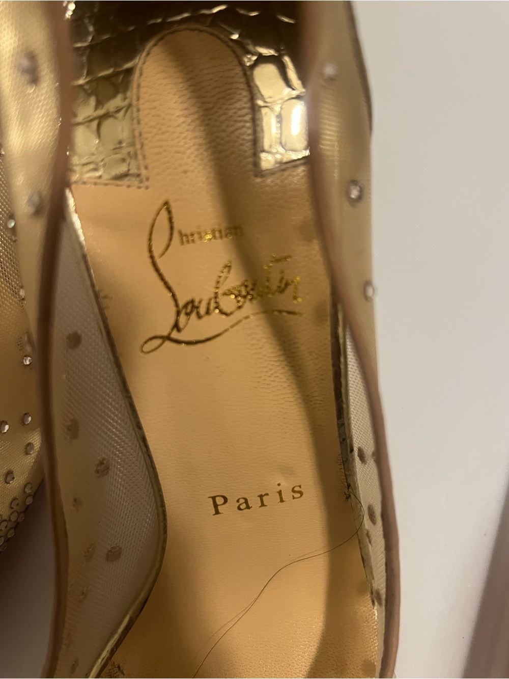 Christian Louboutin Follies Strass Pumps in Light Silk Nude with Red Sole - Picture 5 of 7